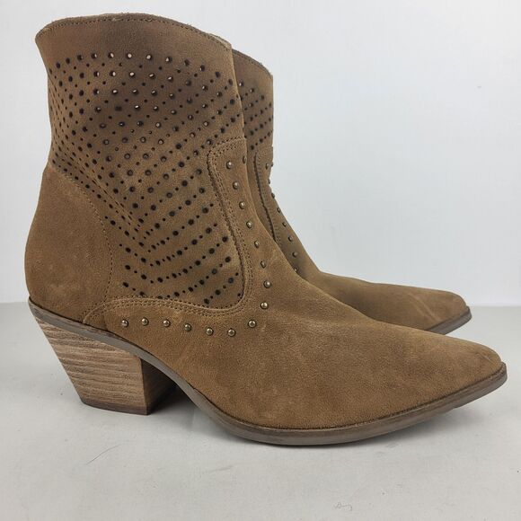 Dingo Miss Priss Studded Pointed Toe Zippered Cowgirl Booties - Picture 7 of 15
